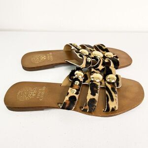 Vince Camuto Hethem Leopard Print Studded Slide Sandal